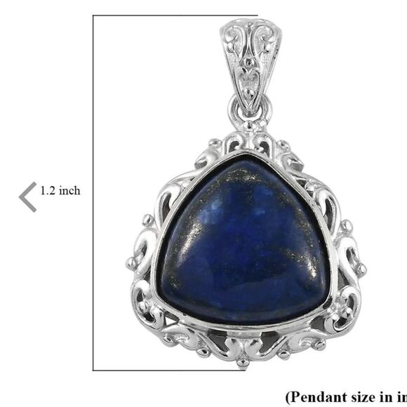 NIB Lapis Lazuli Solitaire Pendant in Platinum Over Copper with Magnet 10.40 ctw - Picture 8 of 8